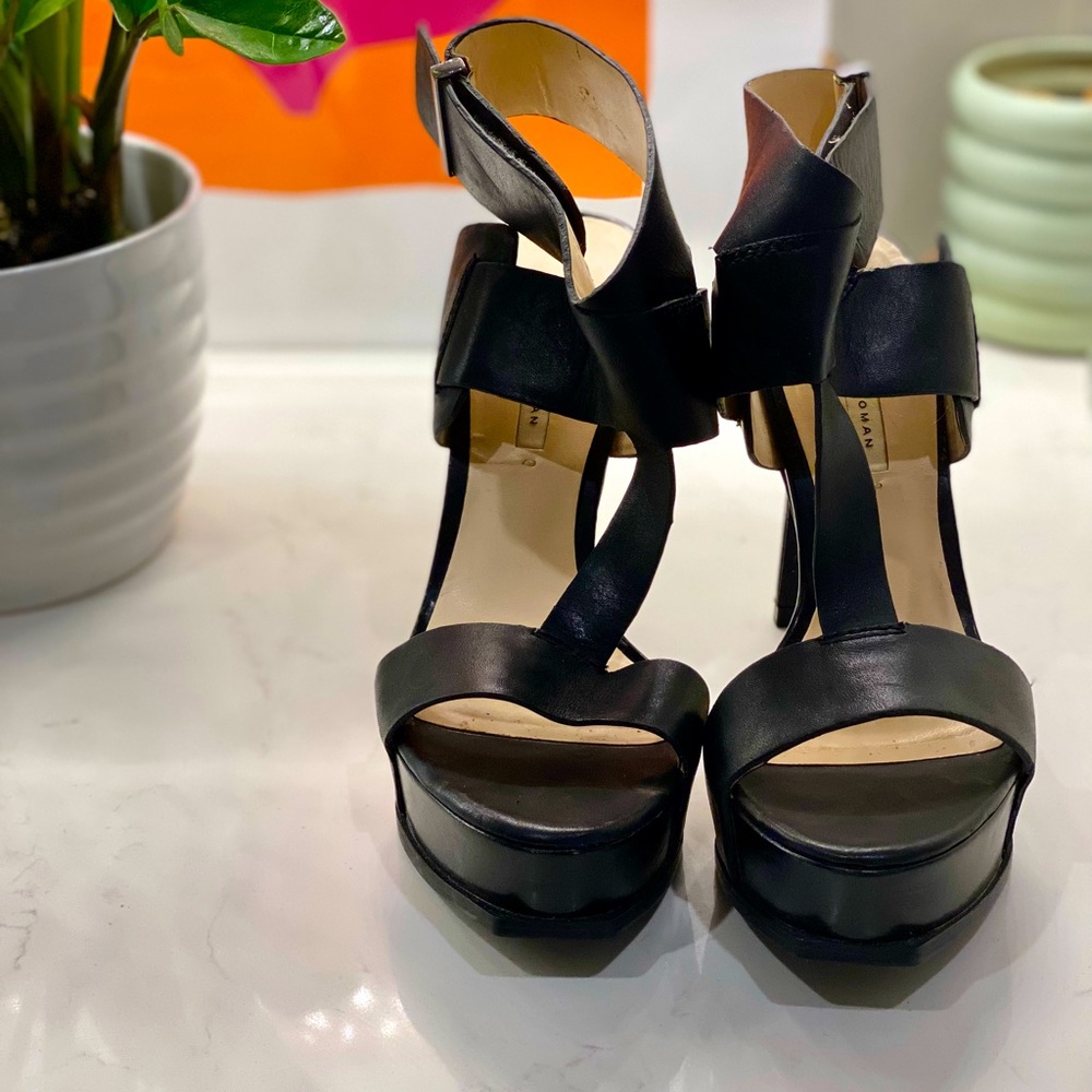 ZARA Black Platform High Heel Sandal 8